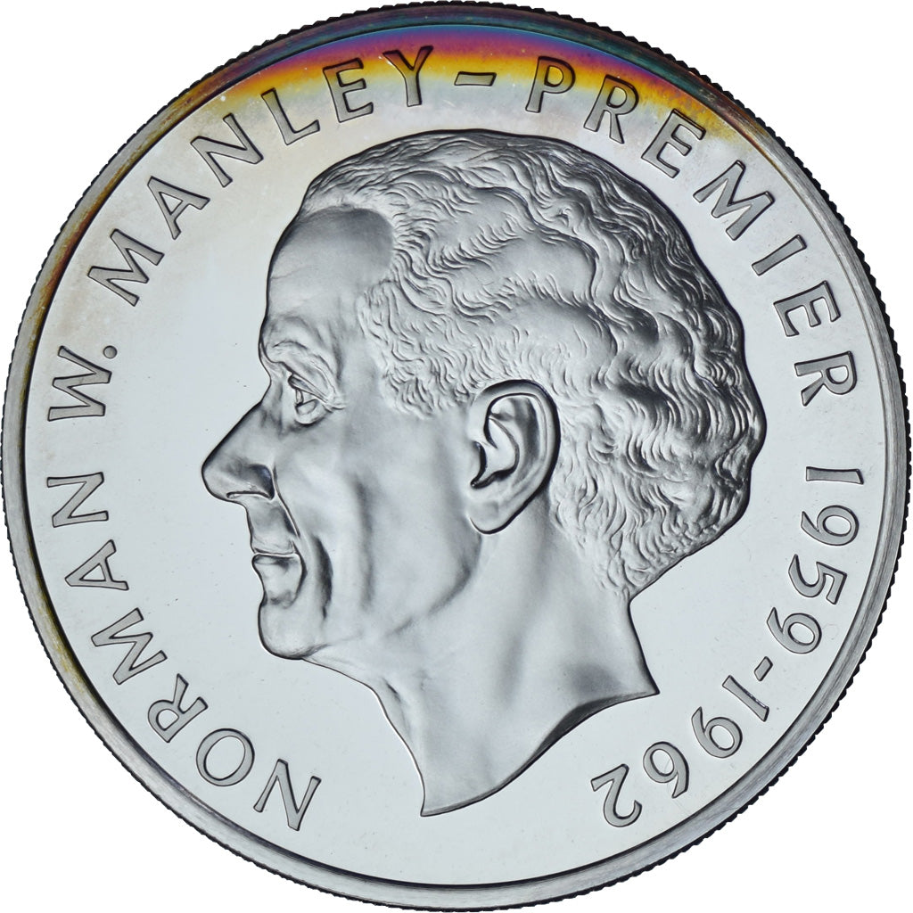 Jamaica, 5 Dollars, Norman Manley, 1976, Franklin Mint, Proof, Silver