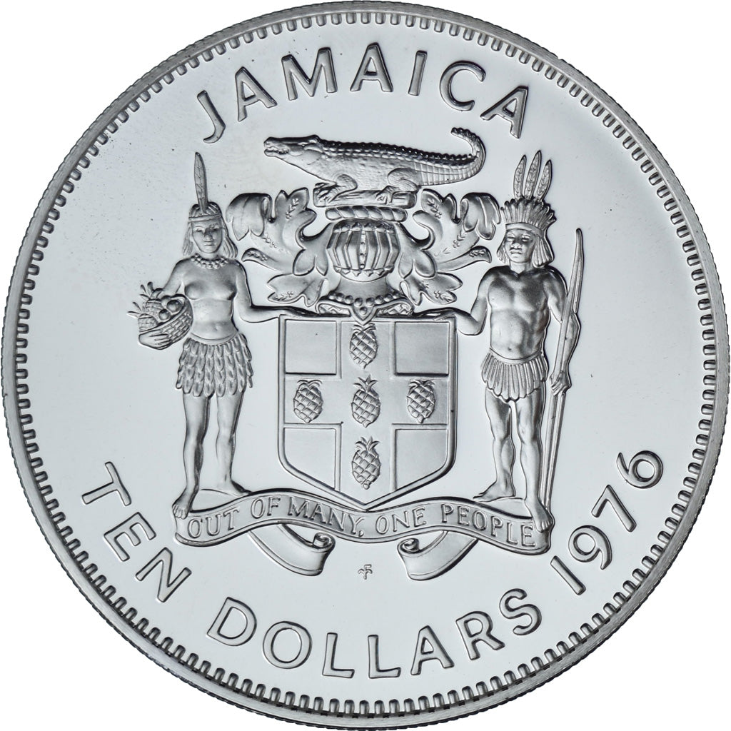 Jamaica, 10 Dollars, Amiral H. Nelson, 1976, Franklin Mint, Proof, Silver