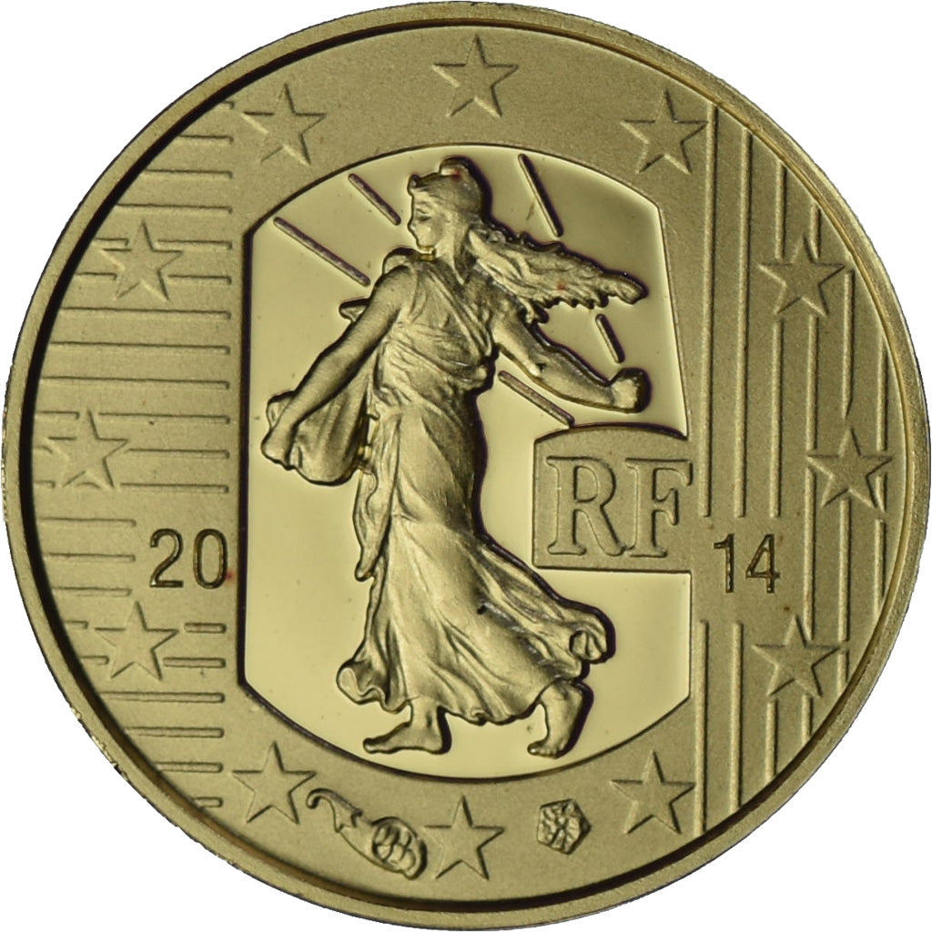 France, Semeuse, 5 Euro, Charles le Chauve, 2014, Paris, MS(65-70), Gold