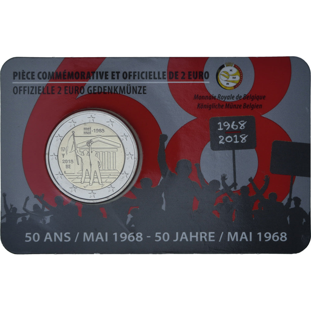 Belgique, Chute du mur de Berlin, 2 Euro, 2018, Bruxelles, Coin card, FDC