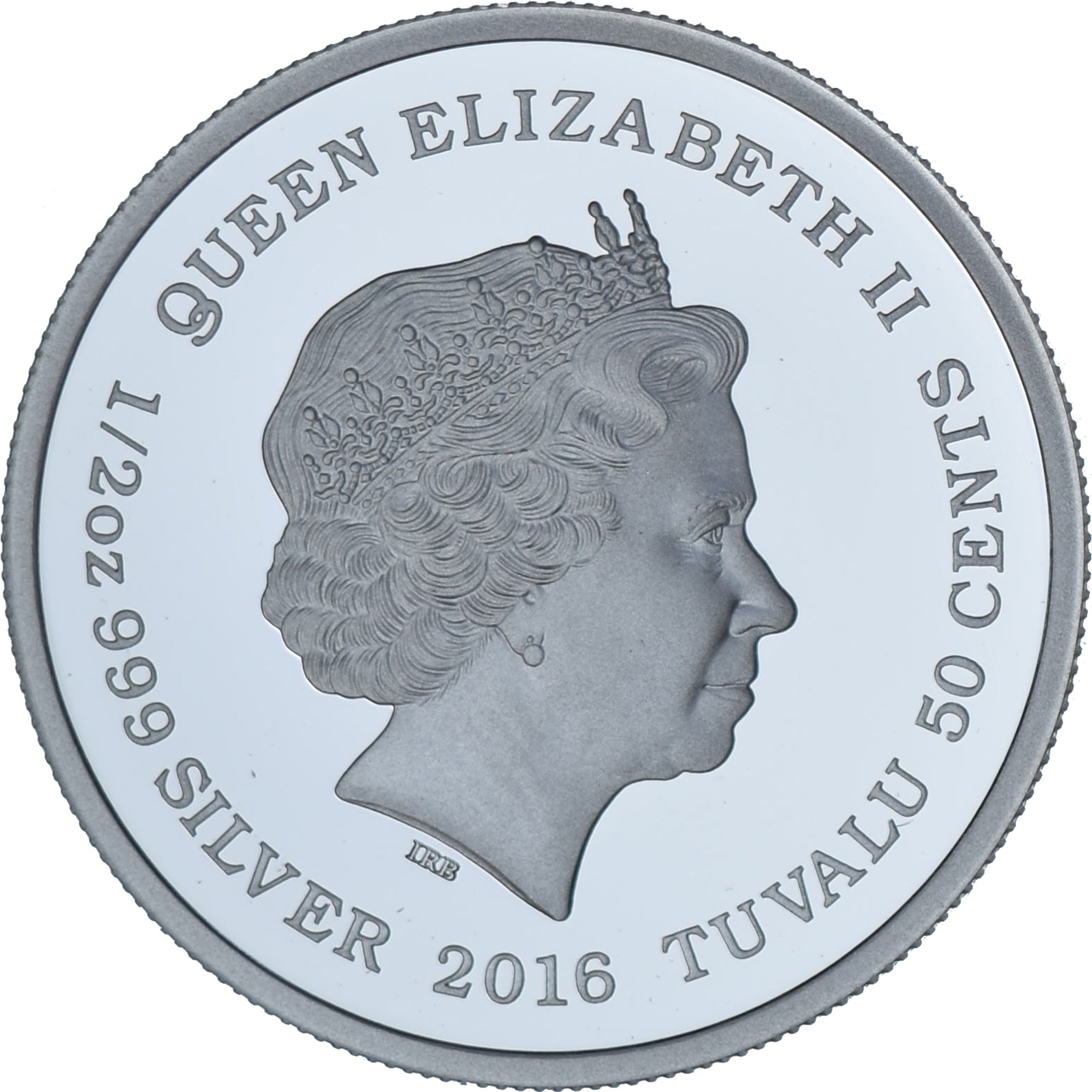 Tuvalu, Elizabeth II, 50 Cents - 1/2 Oz, Snow Leopard, 2016, Colorized.Proof