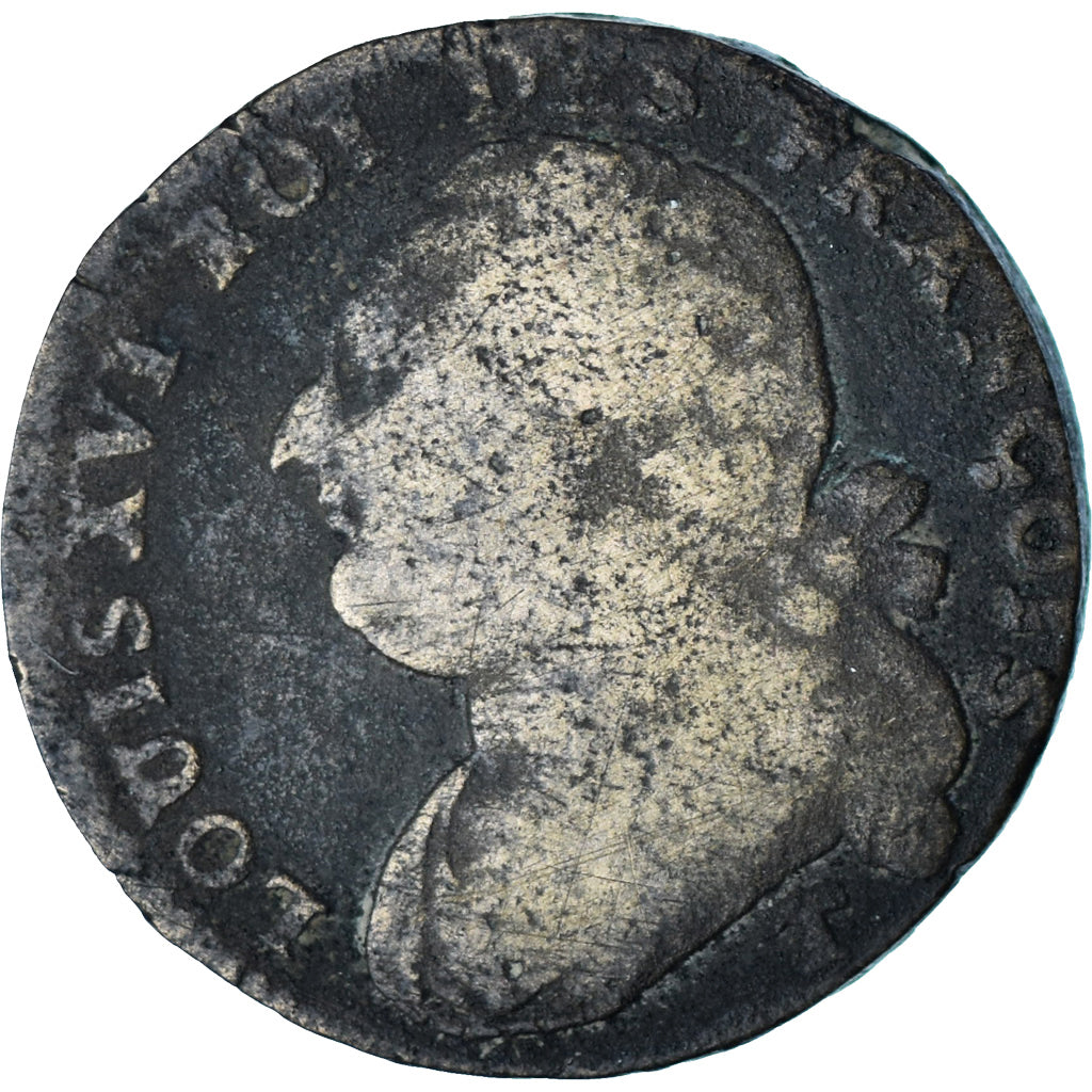 França, Louis XVI, 12 Deniers, 1792 / AN 4, Nantes ou Saumur, Cobre, F(12-15)