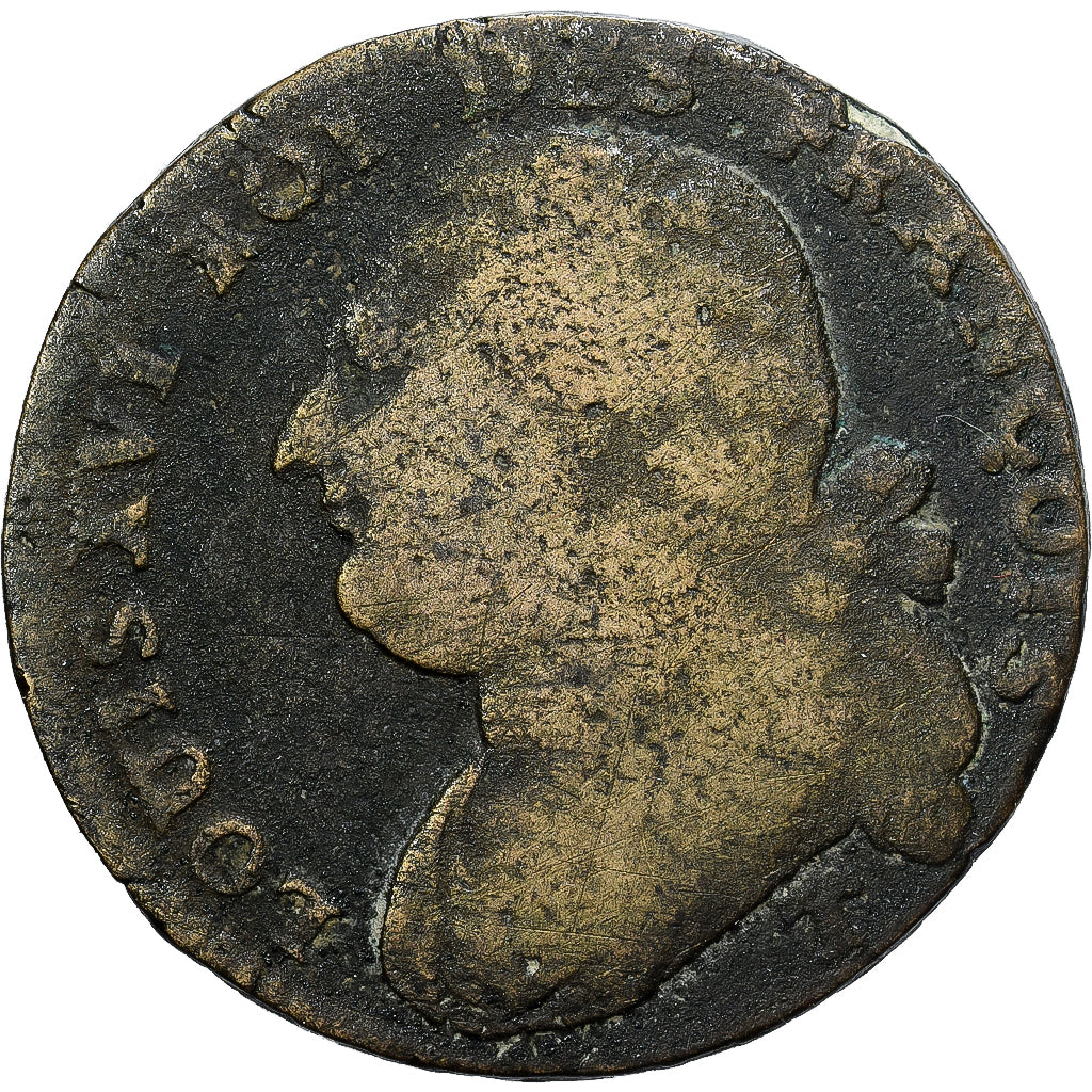 Frankreich, Louis XVI, 12 Deniers, 1792 / AN 4, Nantes ou Saumur, Kupfer, SGE+