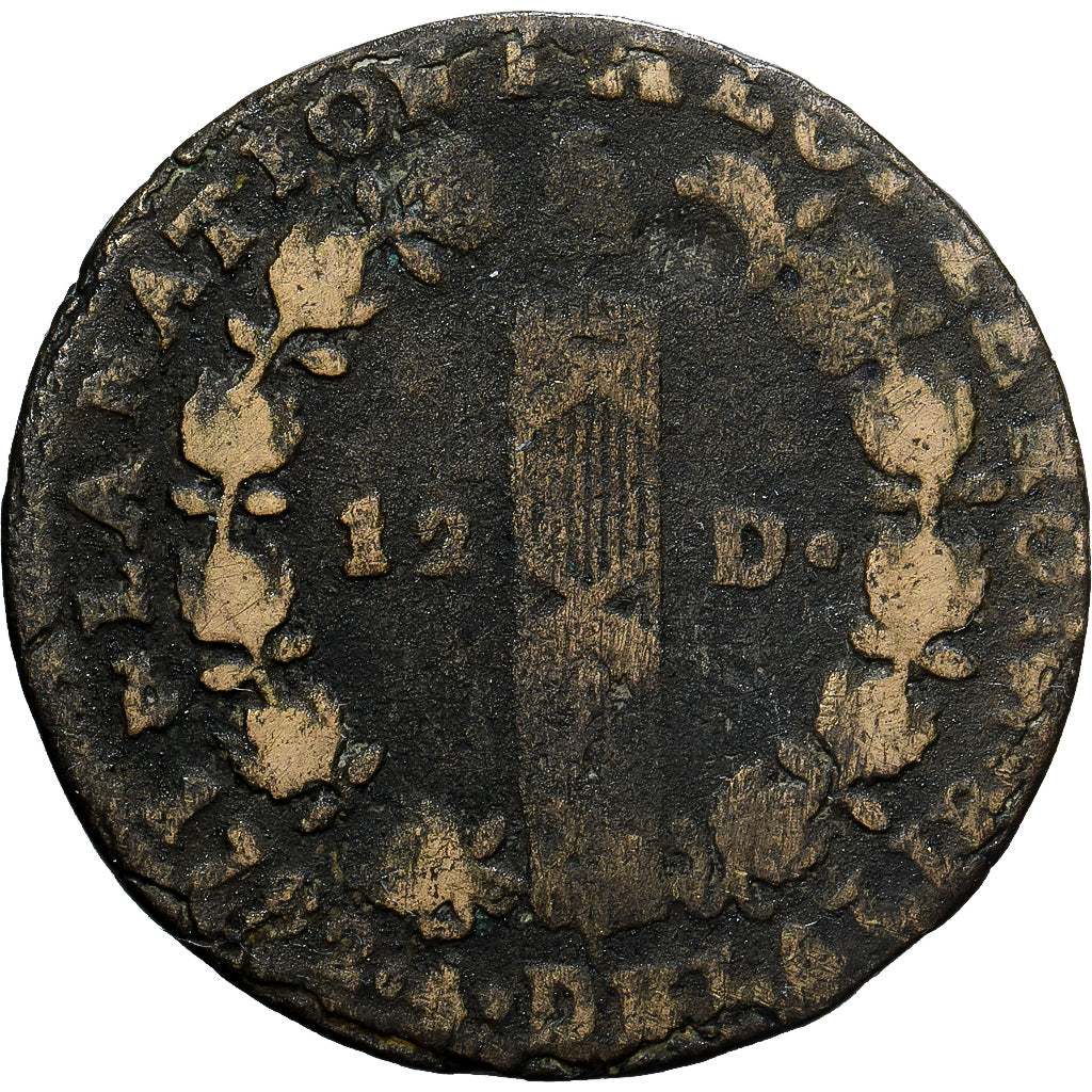 Frankreich, Louis XVI, 12 Deniers, 1792 / AN 4, Nantes ou Saumur, Kupfer, SGE+