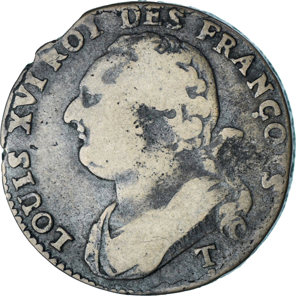 França, Louis XVI, 12 Deniers, 1792 / AN 4, Saumur, Cobre, VF(20-25)