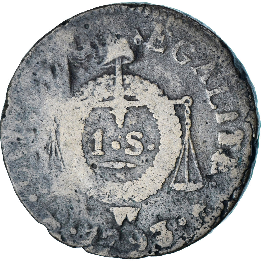 France, Sol aux Balances, 1793 - AN II, Lille, Cuivre, B+, Gadoury:19