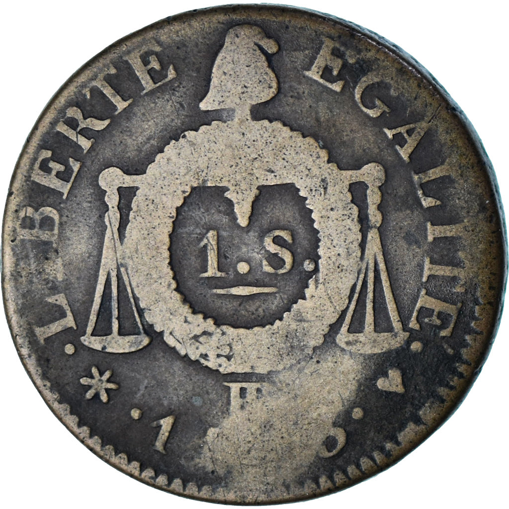 Francja, Sol aux Balances, 1793 - AN II, Strasbourg, Miedź, F(12-15)