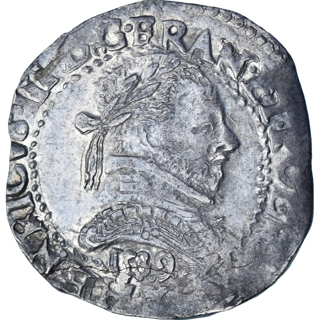 França, Henri III, 1/2 Franc au col plat, 1589, Bordeaux, Prata, AU(50-53)