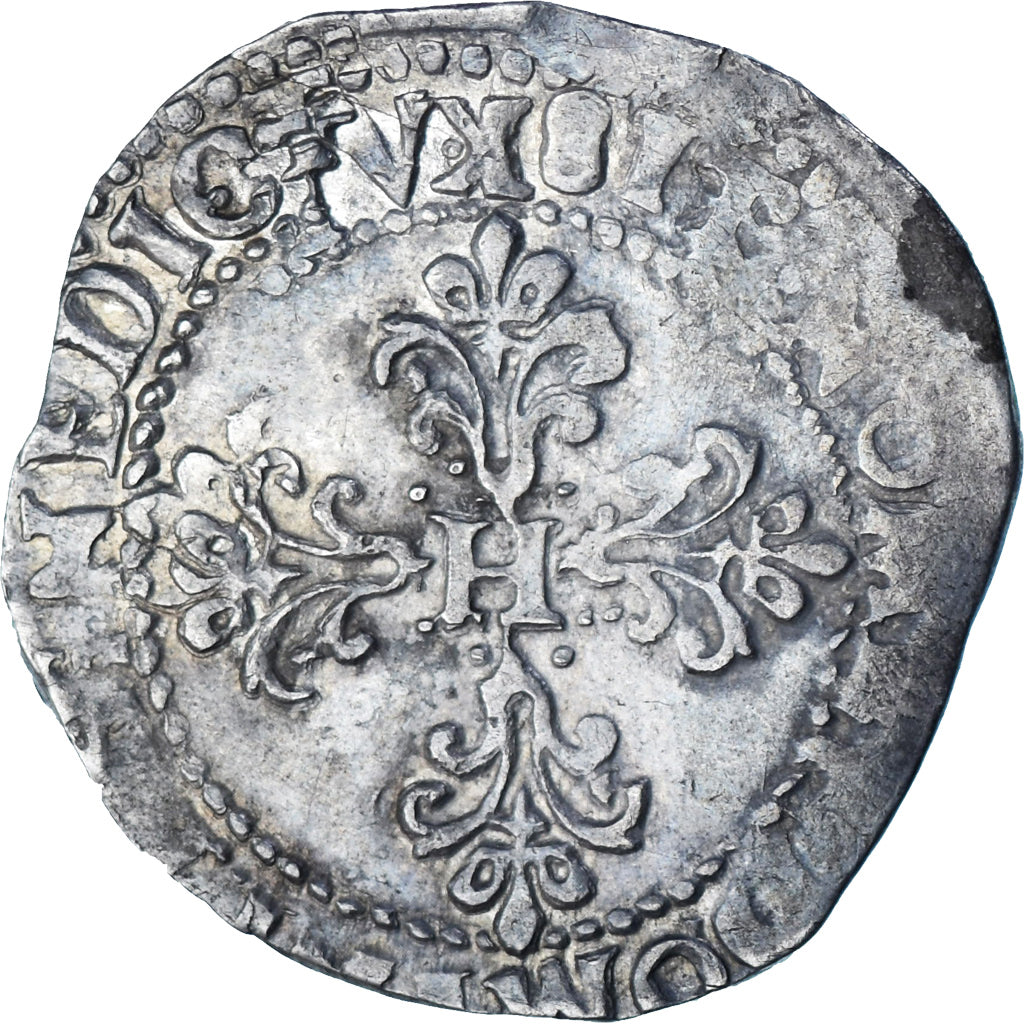 França, Henri III, 1/2 Franc au col plat, 1589, Bordeaux, Prata, AU(50-53)