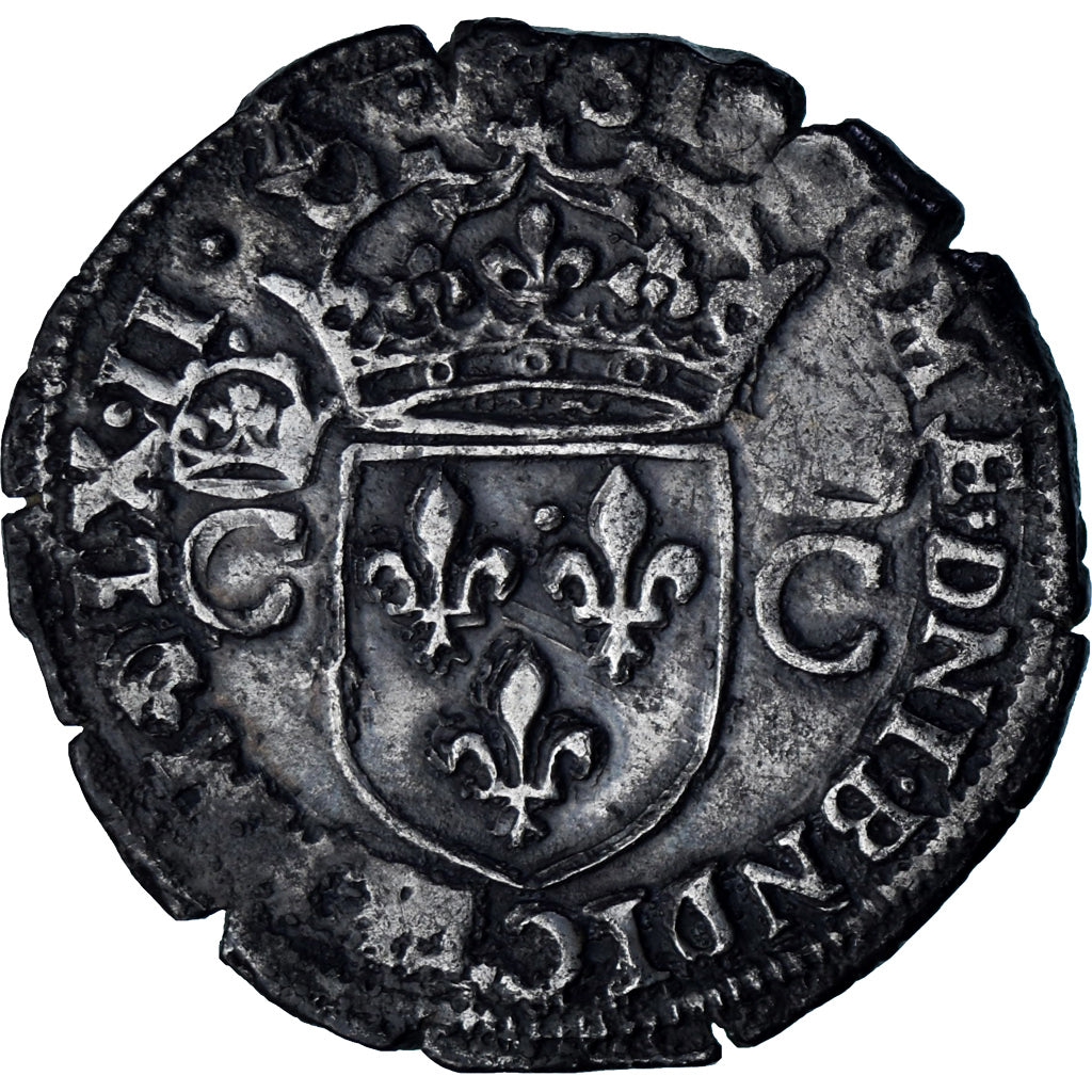França, Charles IX, Teston, 1562, Bordeaux, 2nd type, Prata, EF(40-45)