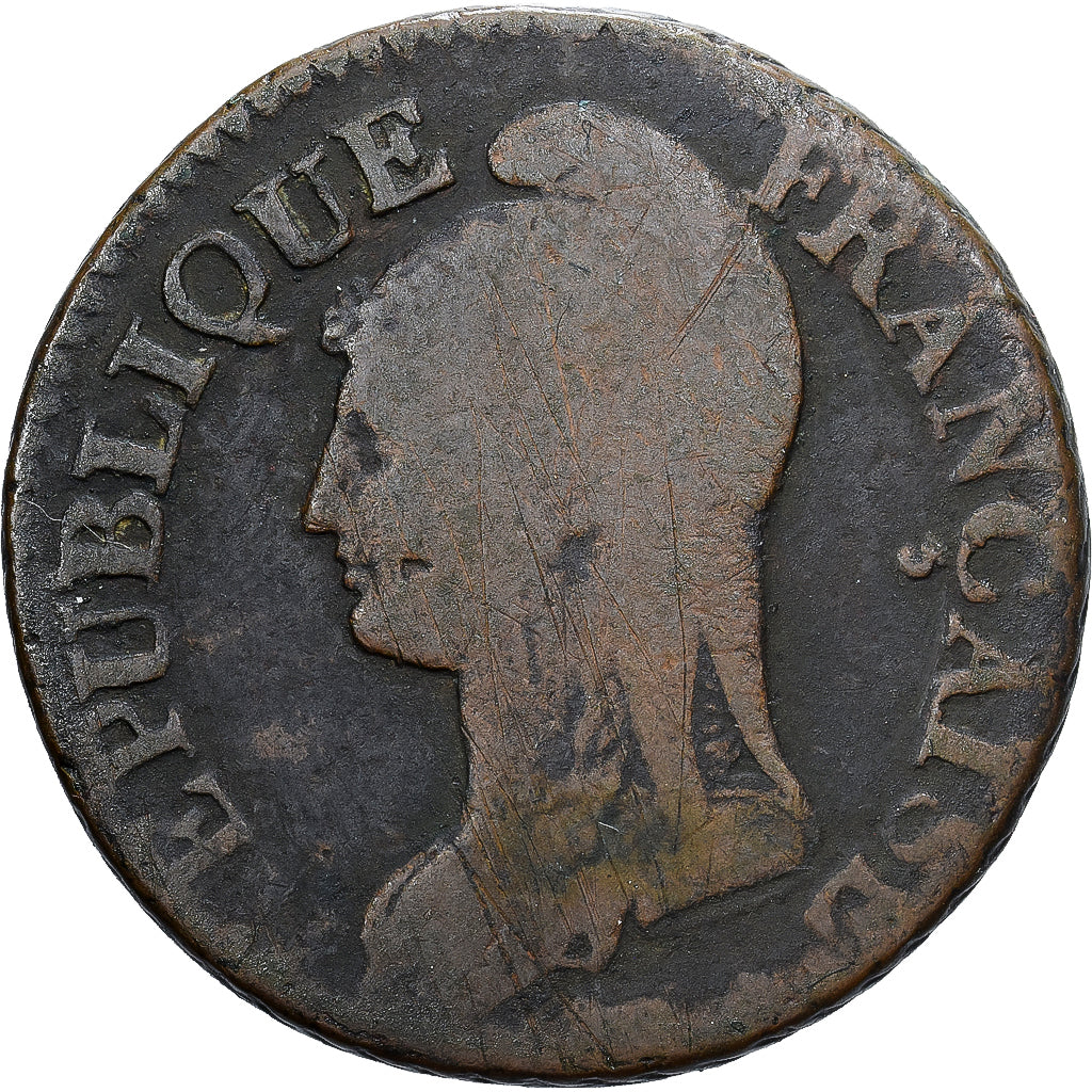 France, 5 Centimes, Dupré, AN 7, Paris, Cuivre, B+, Gadoury:126