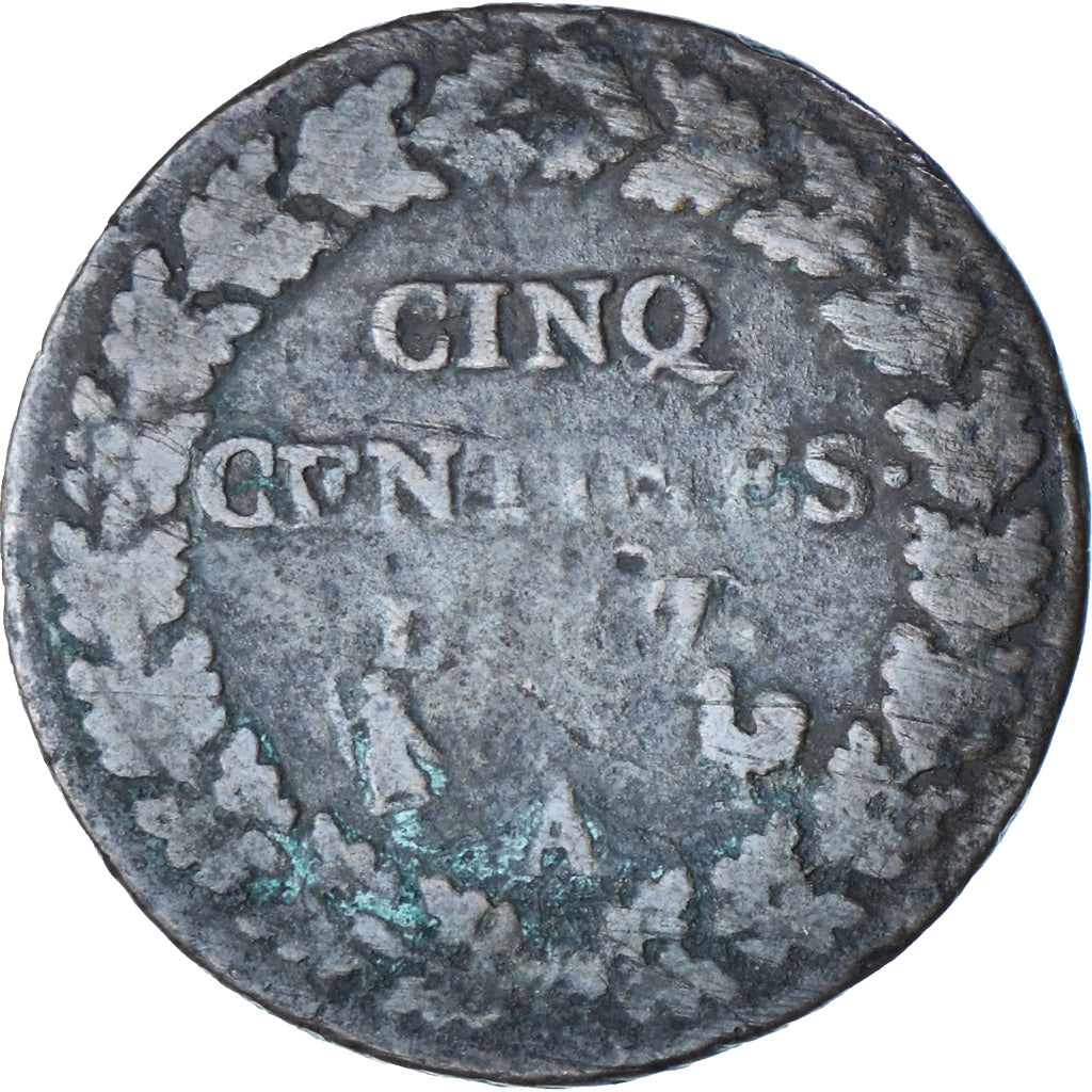 França, 5 Centimes, Dupré, AN 7, Paris, Cobre, F(12-15), Gadoury:126