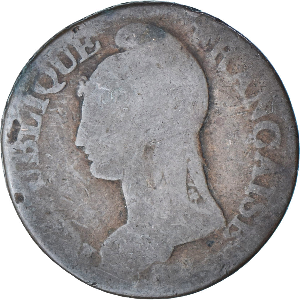 França, 5 Centimes, Dupré, AN 8, Lyon, Cobre, F(12-15), Gadoury:126a