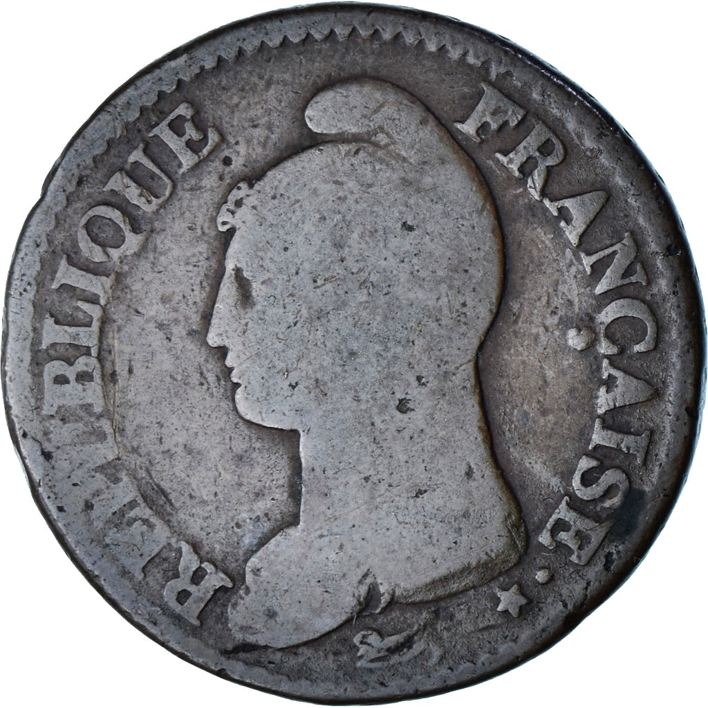 France, 1 Décime, Dupré, AN 4, Paris, Modification du 2 décimes, Cuivre, B+