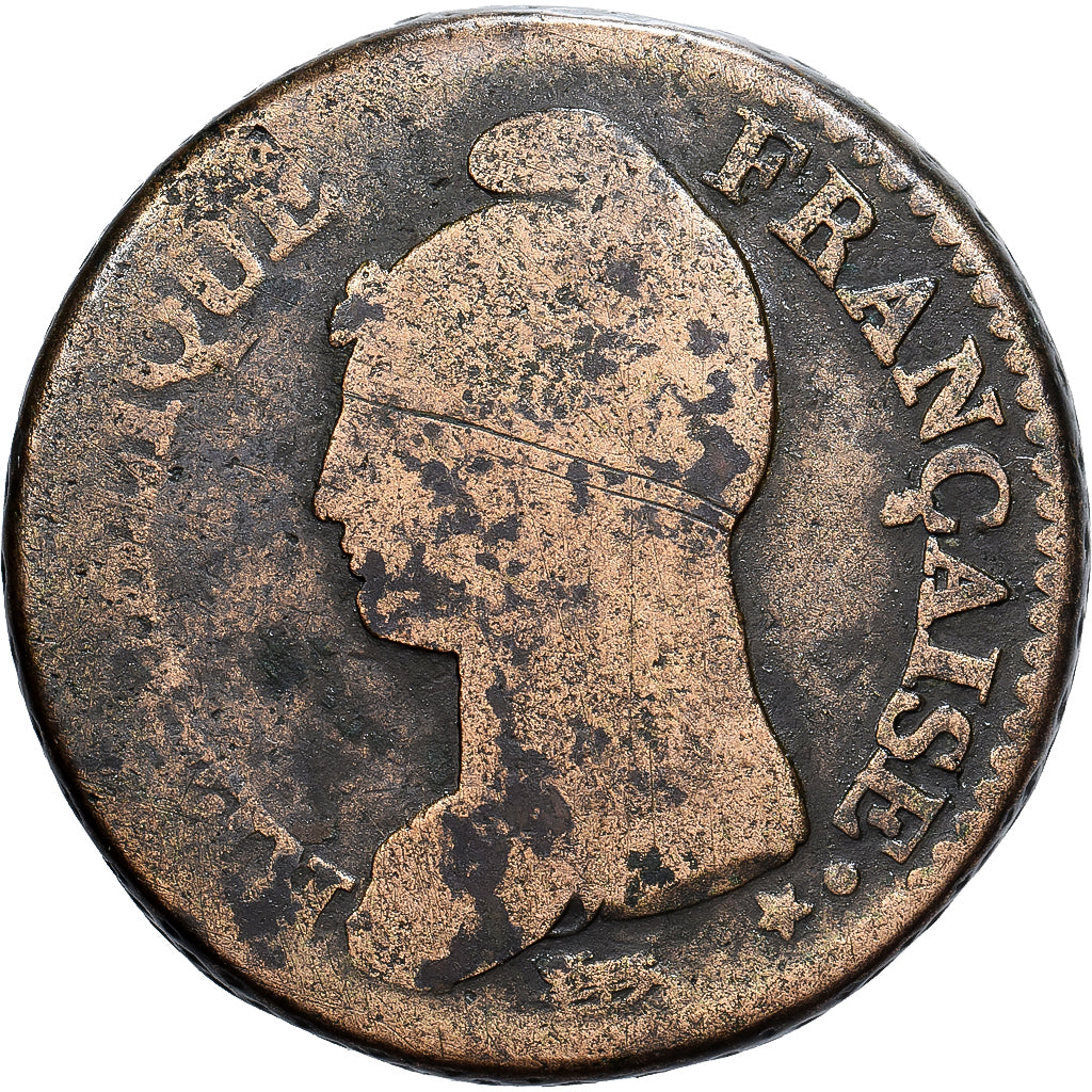Francia, 1 Décime, Dupré, AN 8, Limoges, Cobre, BC, Gadoury:187a
