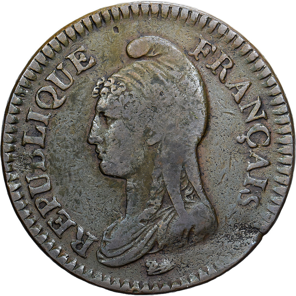 Francia, 1 Décime, Dupré, AN 7/5, Paris, Cobre, BC+, Gadoury:187