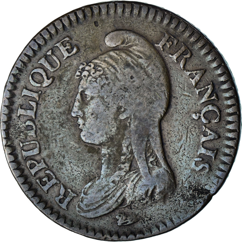 Francia, 1 Décime, Dupré, AN 7/5, Paris, Rame, MB+, Gadoury:187