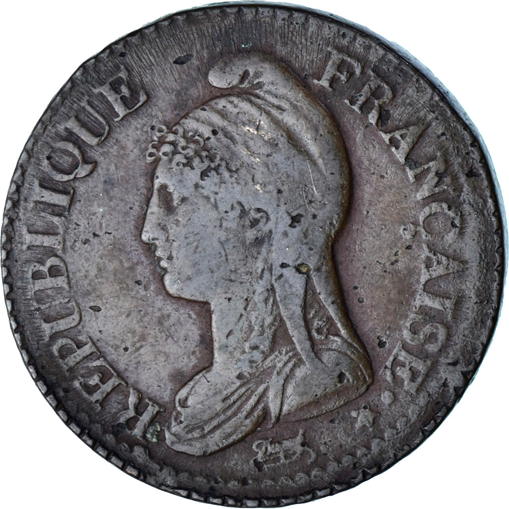 France, 1 Décime, Dupré, AN 8, Bordeaux, Cuivre, TB+, Gadoury:187a