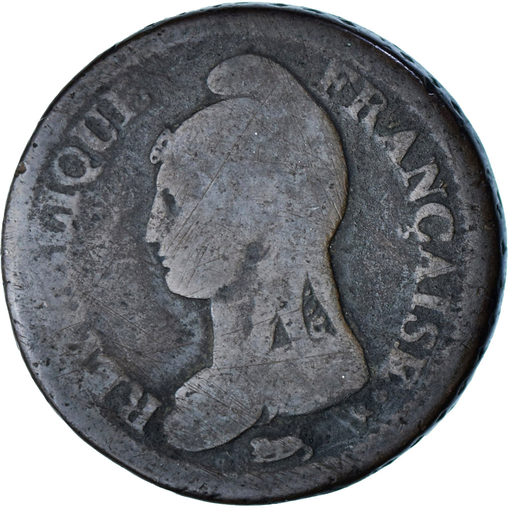 France, 1 Décime, Dupré, AN 5, Paris, Cuivre, B+, Gadoury:187