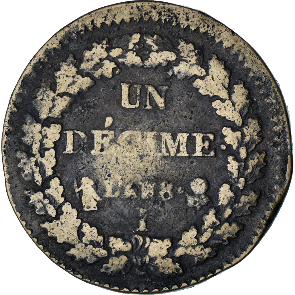Frankreich, 1 Décime, Dupré, AN 8, Limoges, Kupfer, S, Gadoury:187a