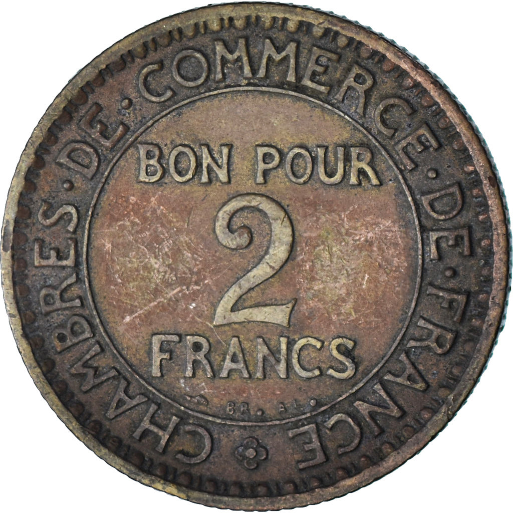 France, 2 Francs, Chambre de commerce, 1921, Paris, Cupro-Aluminium, EF(40-45)