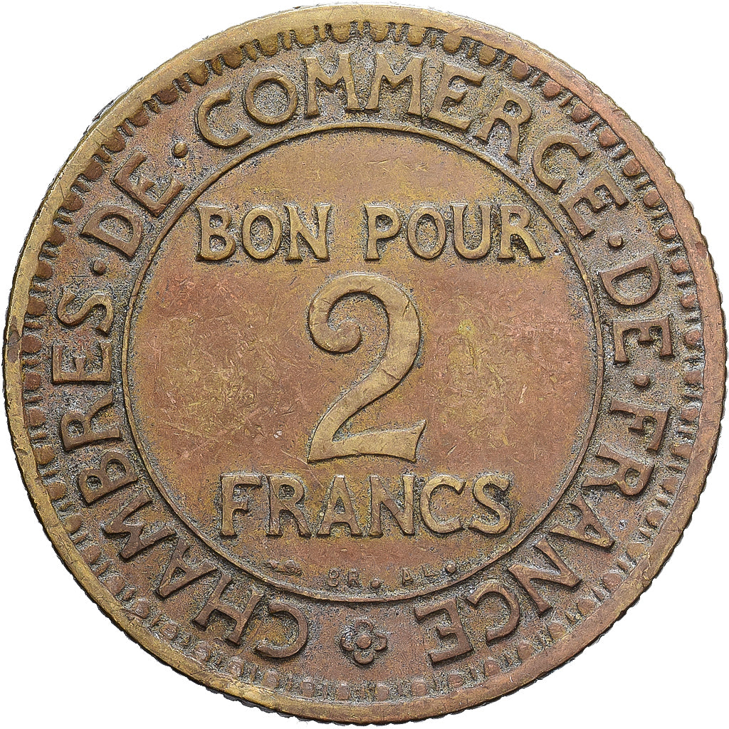 France, 2 Francs, Chambre de commerce, 1921, Paris, Cupro-Aluminium, TTB