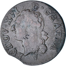 Francja, Louis XVI, Liard, 1791, Bordeaux, Miedź, VF(20-25), Gadoury:348