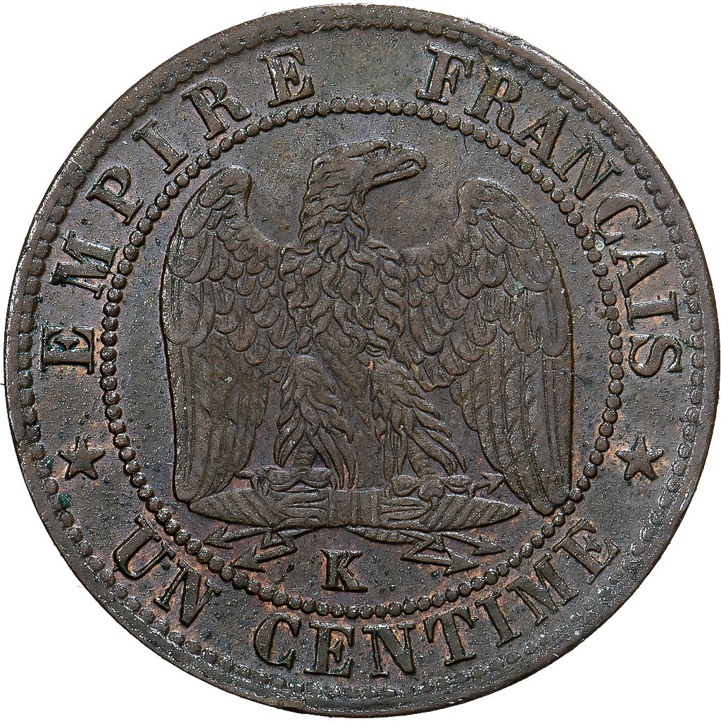 France, Napoleon III, 1 Centime, 1862, Paris, Bronze, MS(60-62), Gadoury:87