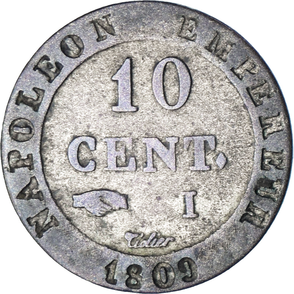France, Napoleon I, 10 Centimes, 1809, Limoges, Billon, TB+, Gadoury:190