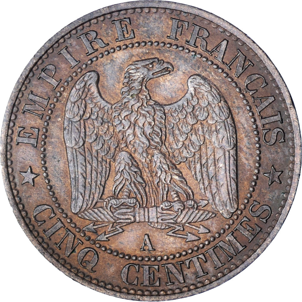 Francia, Napoleon III, 5 Centimes, 1853, Paris, Bronce, EBC, Gadoury:152