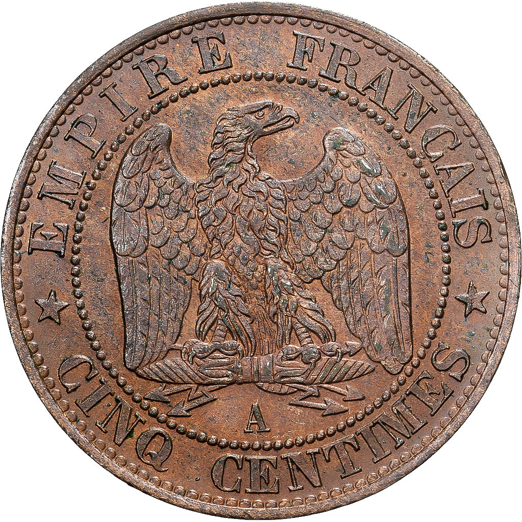 France, Napoleon III, 5 Centimes, 1853, Paris, Bronze, SUP, Gadoury:152