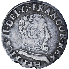 France, Henri II, 1/2 teston à la tête nue, 1555, Toulouse, Argent, TB+