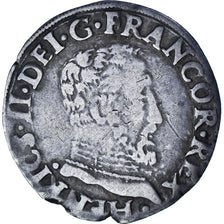 France, Henri II, 1/2 teston à la tête nue, 1555, Toulouse, Silver, VF(30-35)