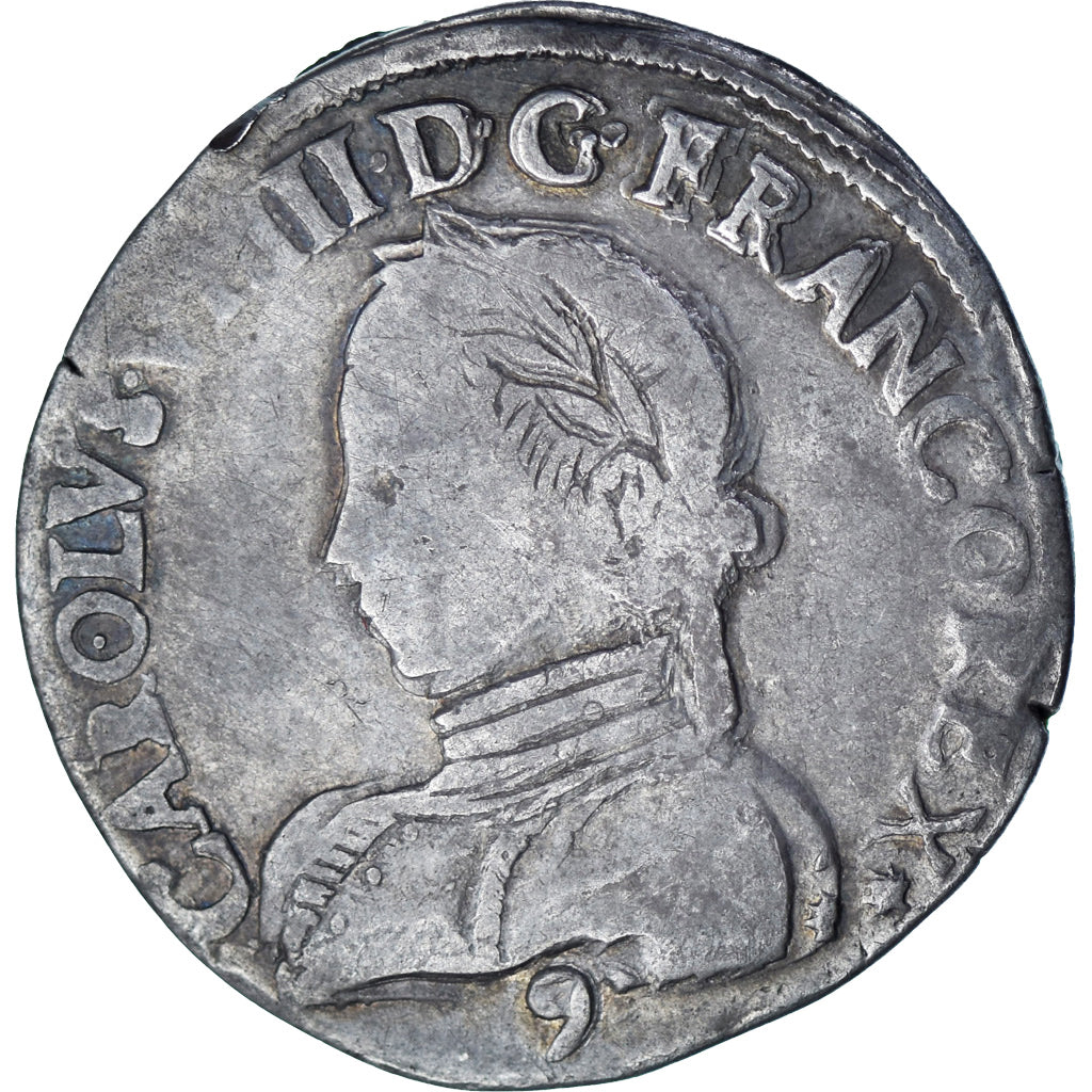 França, Charles IX, Teston, 1563, Rennes, 2nd type, Prata, VF(30-35)