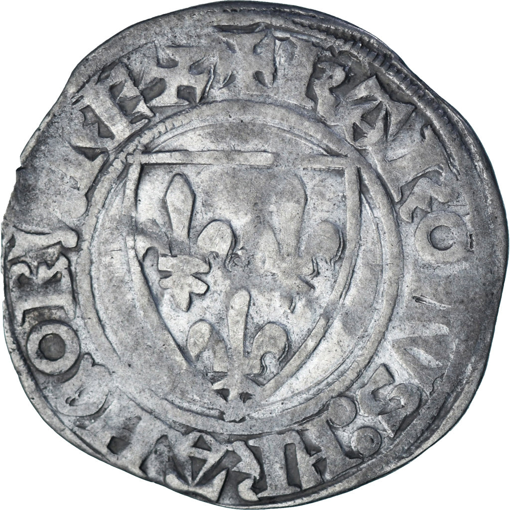 France, Charles VI, Blanc Guénar, 1380-1422, Rouen, Billon, TB+, Duplessy:377A