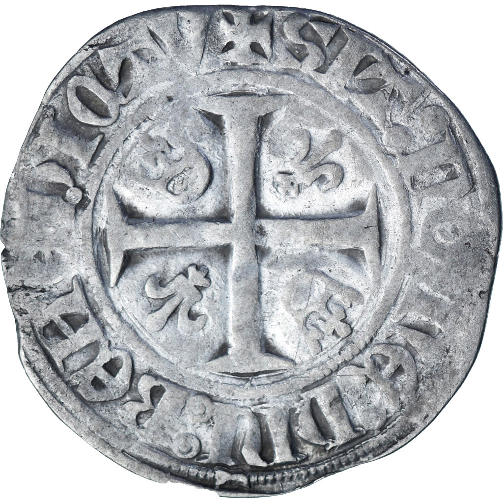 France, Charles VI, Blanc Guénar, 1380-1422, Rouen, Billon, TB+, Duplessy:377A