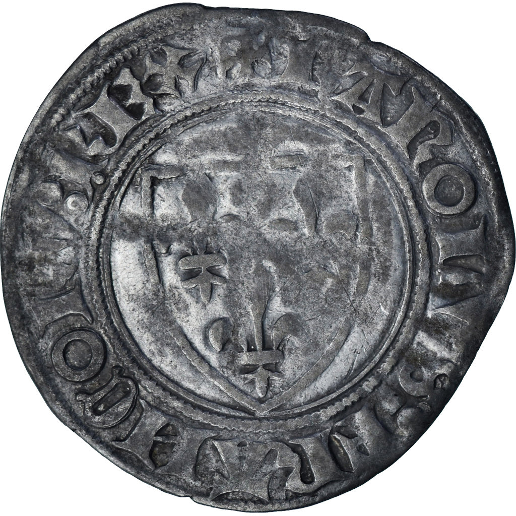 France, Charles VI, Blanc Guénar, 1380-1422, Tournai, Billon, VF(30-35)