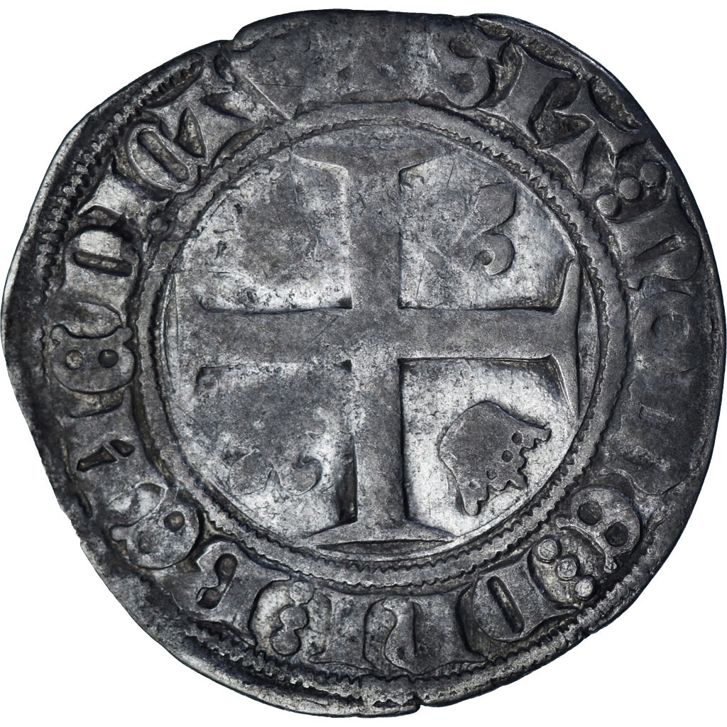 France, Charles VI, Blanc Guénar, 1380-1422, Tournai, Billon, VF(30-35)