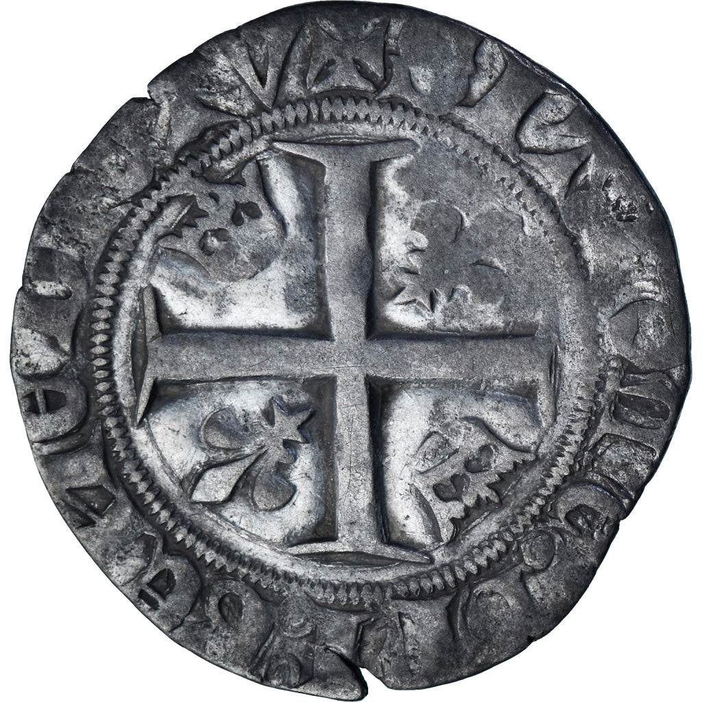 France, Charles VI, Blanc Guénar, 1380-1422, Paris, Billon, TB+, Duplessy:377A