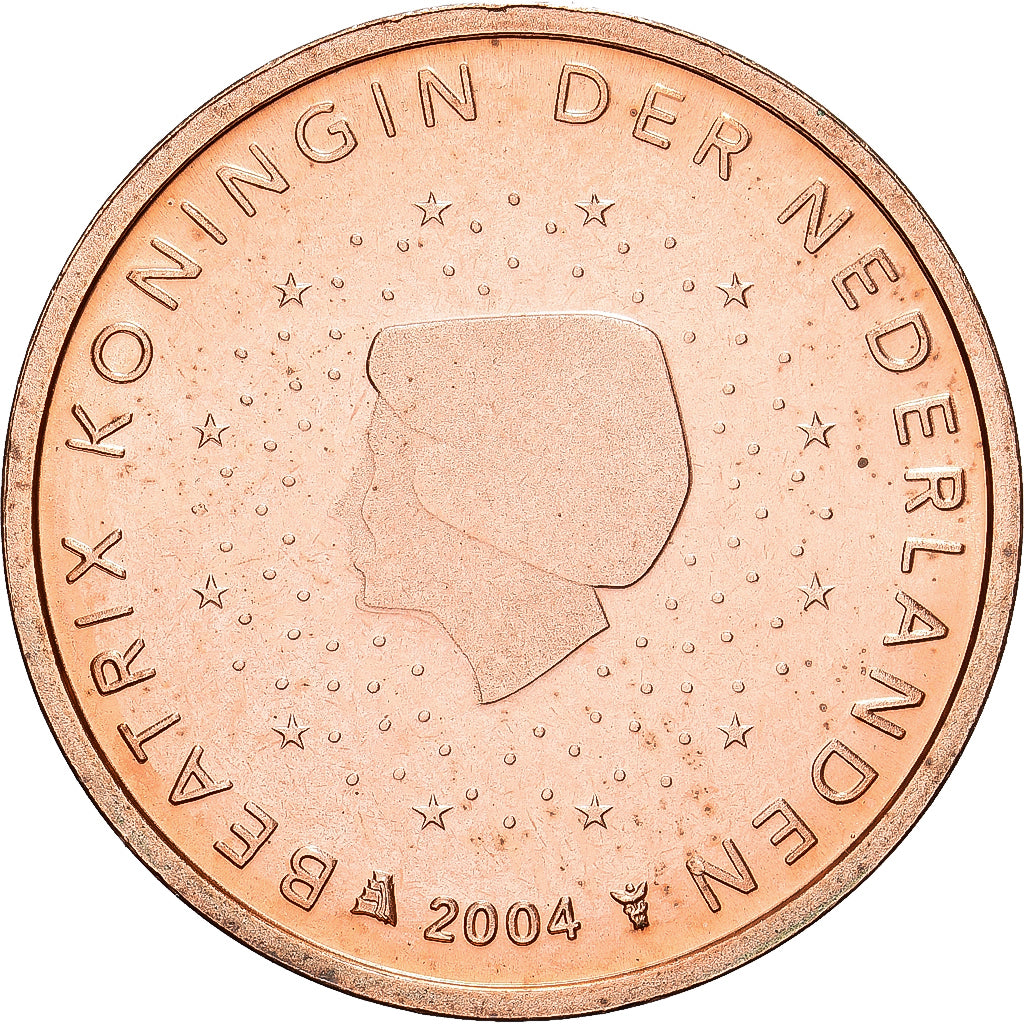 Netherlands, Beatrix, 2 Euro Cent, 2004, Utrecht, BU, MS(65-70), Copper Plated