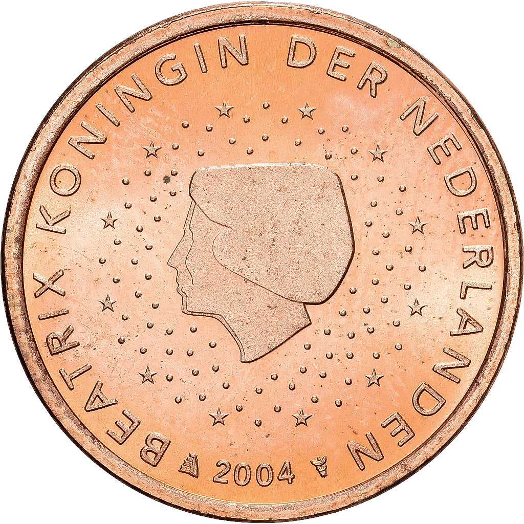 Netherlands, Beatrix, 5 Euro Cent, 2004, Utrecht, BU, MS(65-70), Copper Plated