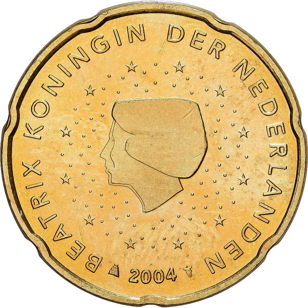 Netherlands, Beatrix, 20 Euro Cent, 2004, Utrecht, BU, MS(65-70), Nordic gold