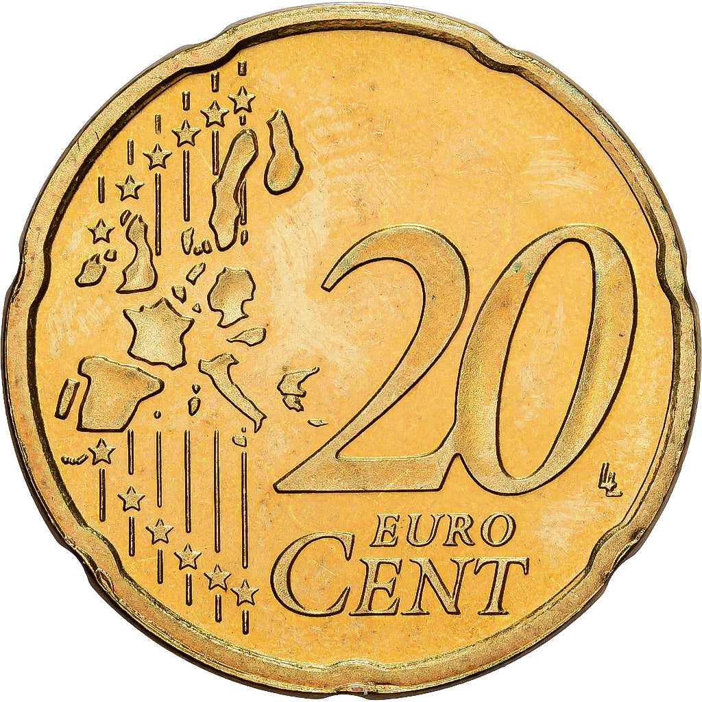 Netherlands, Beatrix, 20 Euro Cent, 2004, Utrecht, BU, MS(65-70), Nordic gold