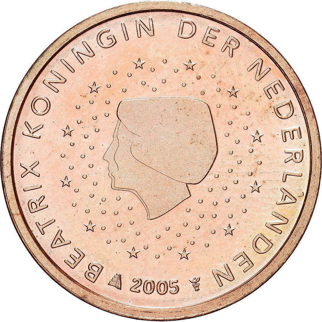 Netherlands, Beatrix, 2 Euro Cent, 2005, Utrecht, BU, MS(65-70), Copper Plated