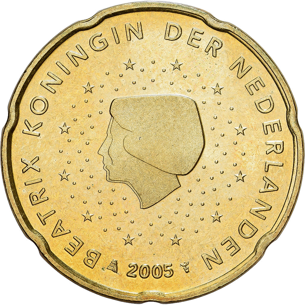 Netherlands, Beatrix, 20 Euro Cent, 2005, Utrecht, BU, MS(65-70), Nordic gold