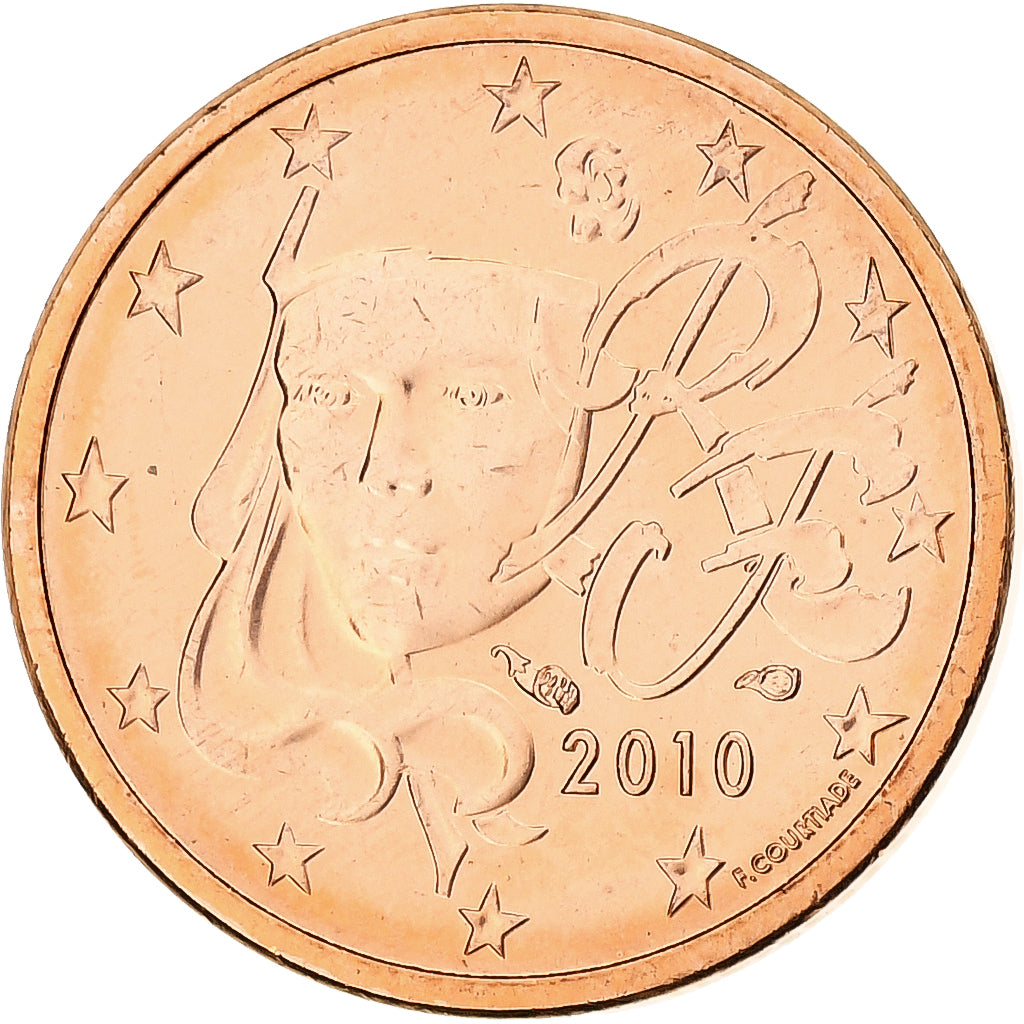Francja, Euro Cent, 2010, Paris, BU, MS(65-70), Miedź platerowana stalą
