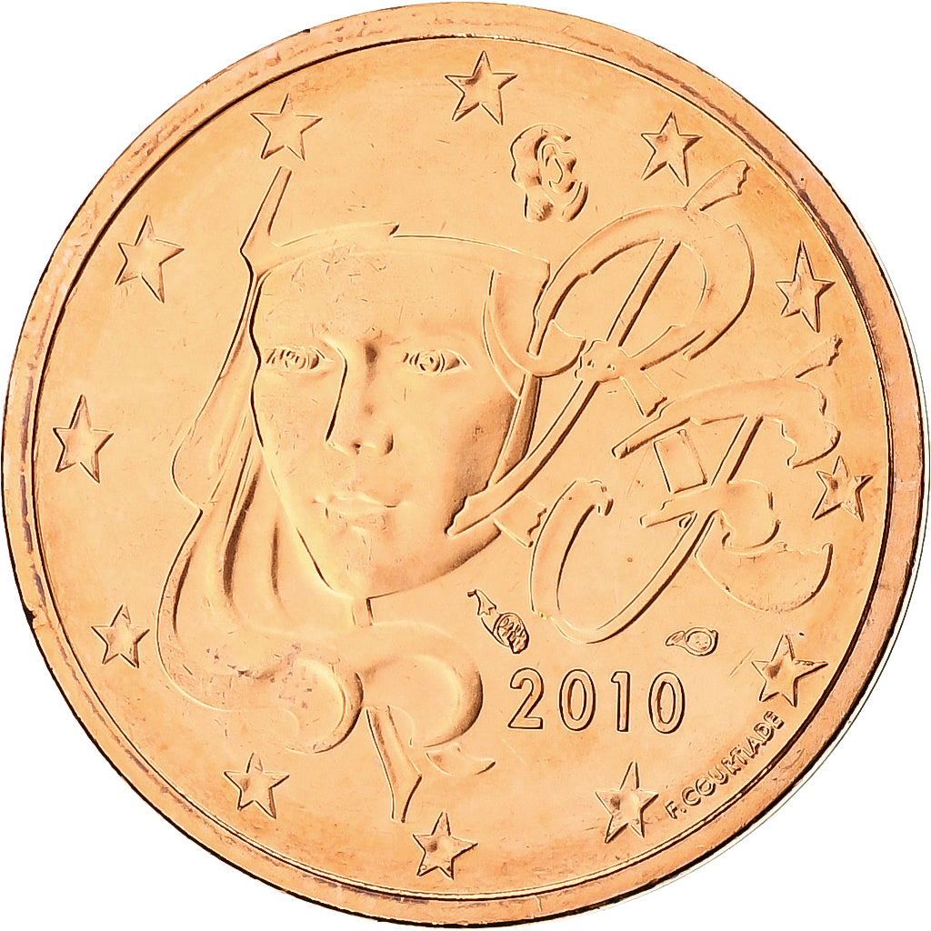 Francja, 2 Euro Cent, 2010, Paris, BU, MS(65-70), Miedź platerowana stalą