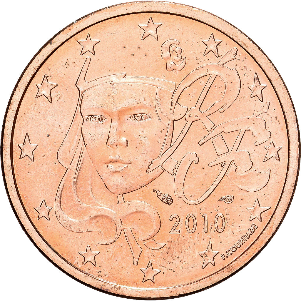 Frankrijk, 5 Euro Cent, 2010, Paris, BU, FDC, Copper Plated Steel, KM:1284