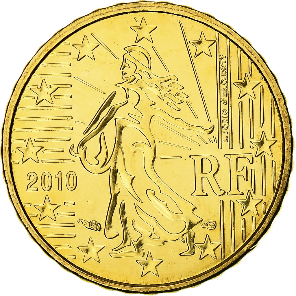 Francja, 10 Euro Cent, 2010, Paris, BU, MS(65-70), Nordic gold, KM:1410