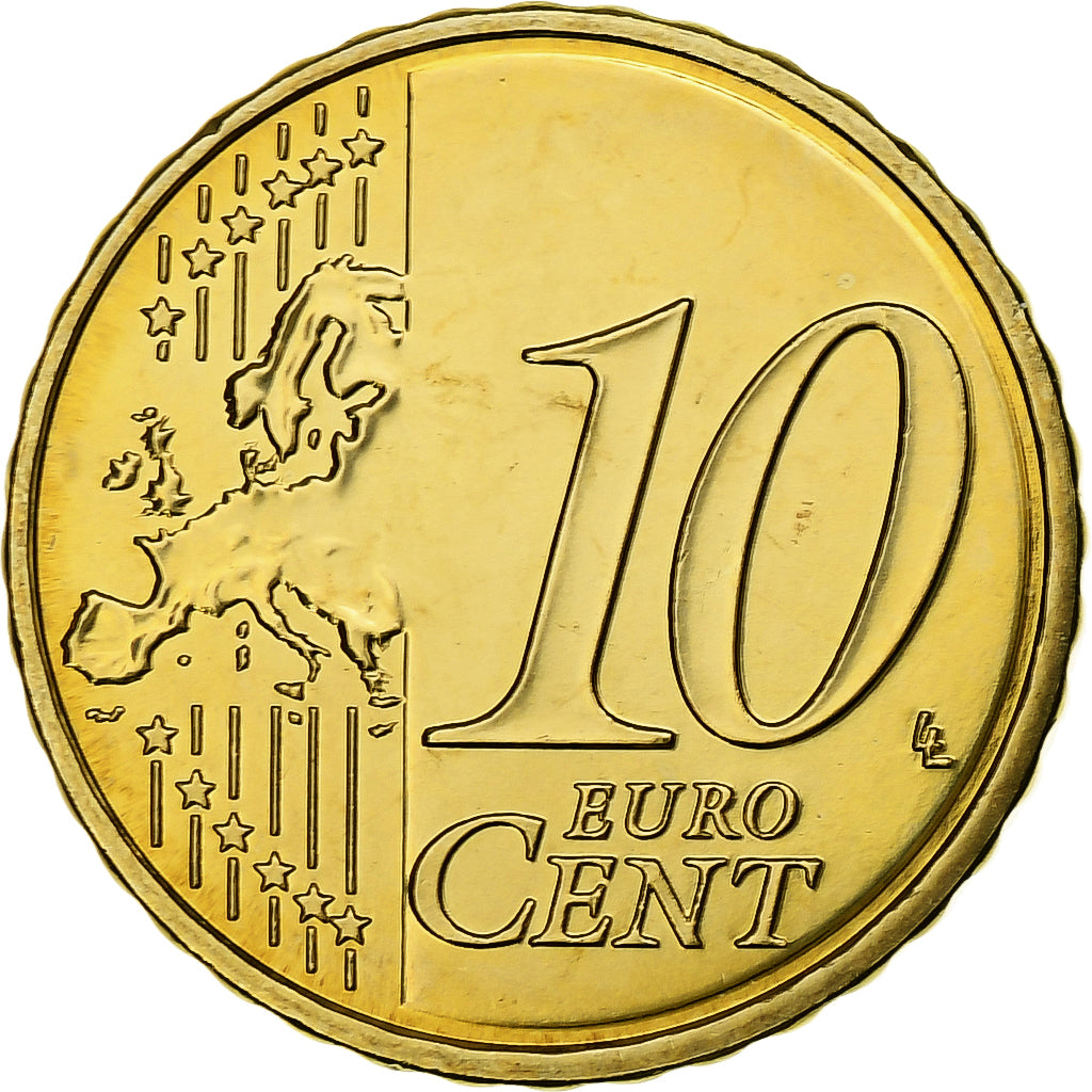 Francja, 10 Euro Cent, 2010, Paris, BU, MS(65-70), Nordic gold, KM:1410